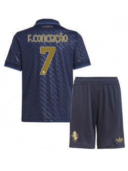 Juventus Francisco Conceicao #7 Ausweichtrikot für Kinder 2024-25 Kurzarm (+ Kurze Hosen)